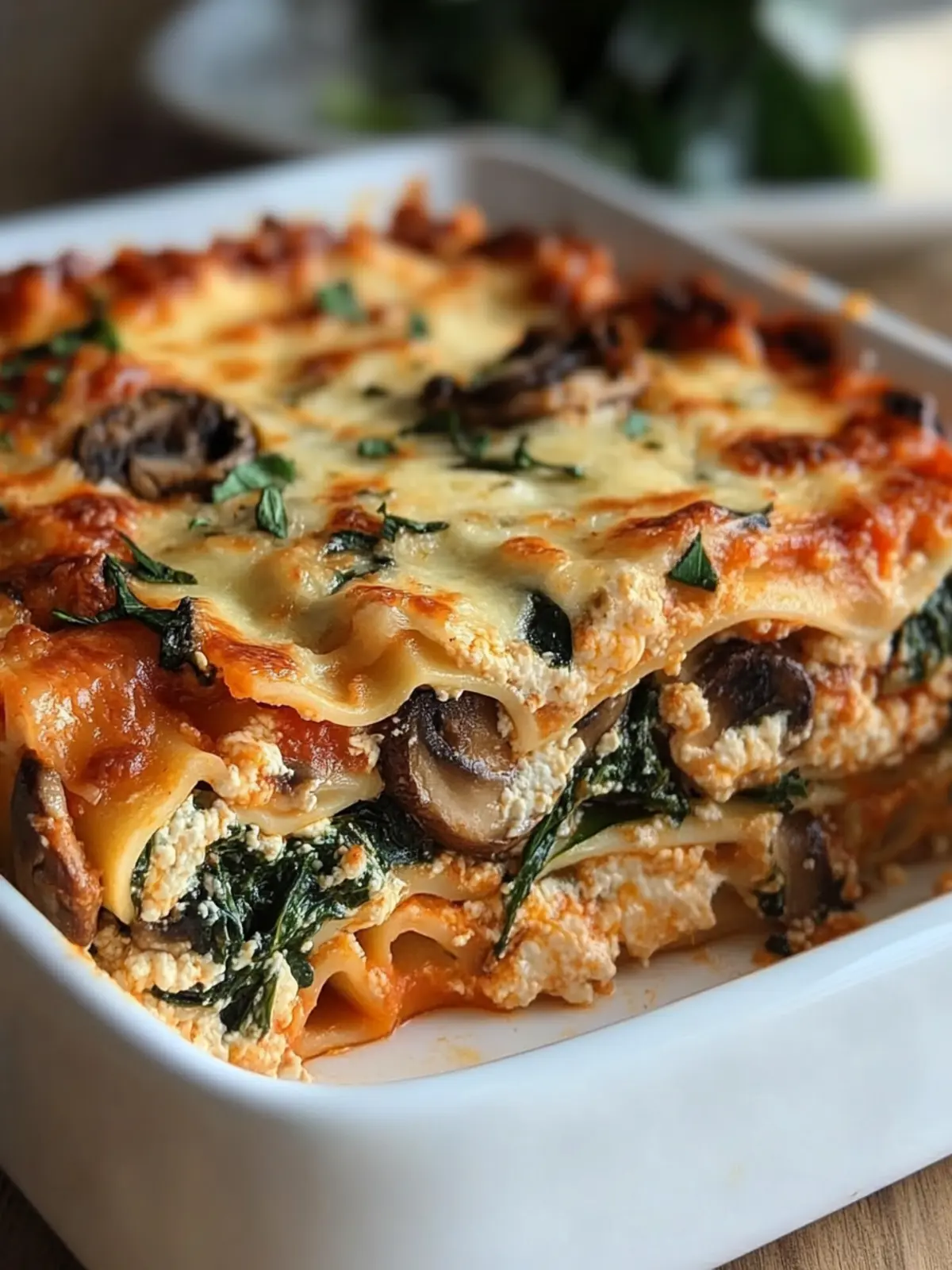 Cottage Cheese Lasagna Bake with Mushroom & Spinach