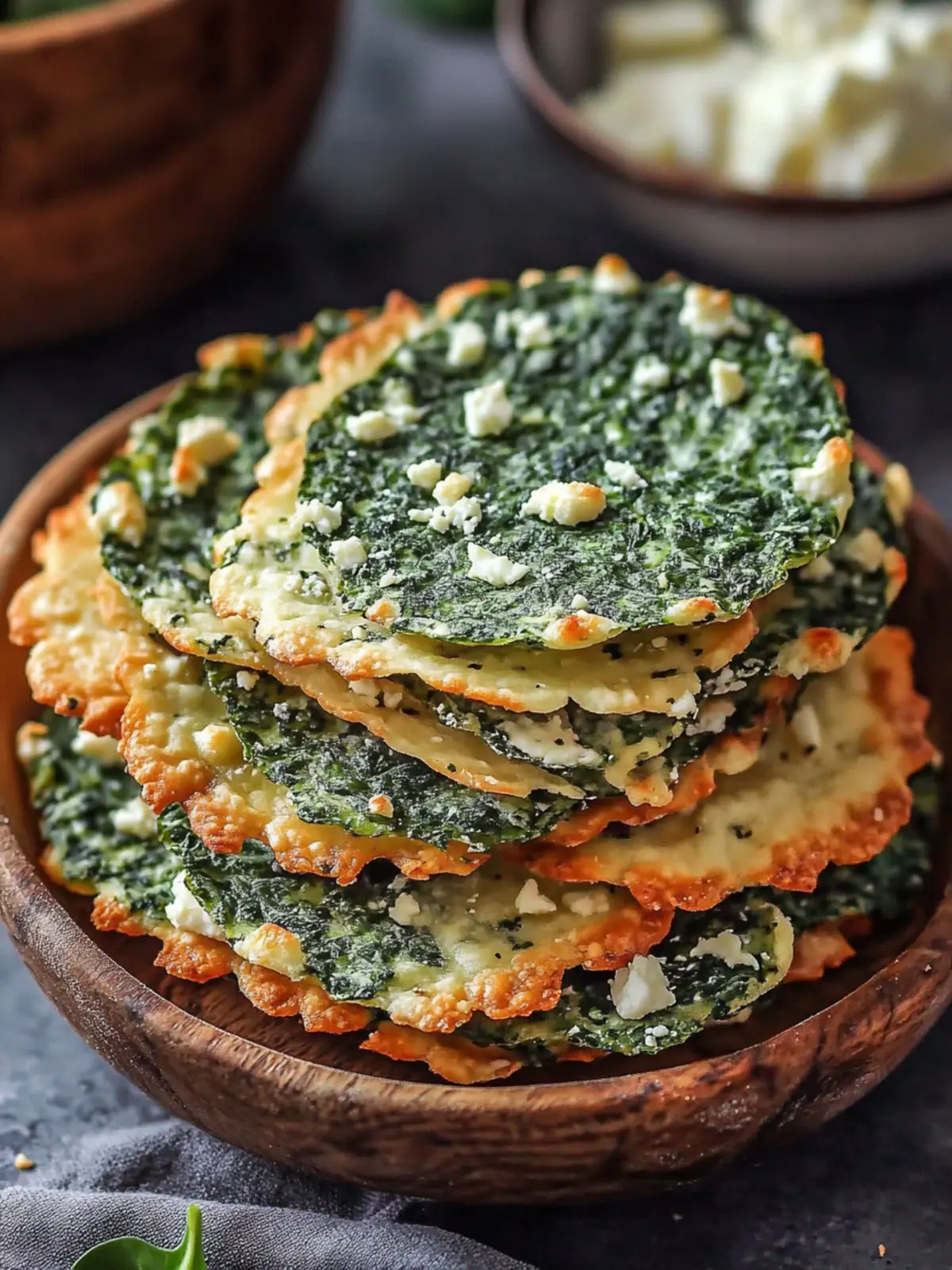 Mediterranean Spinach Feta Crisps