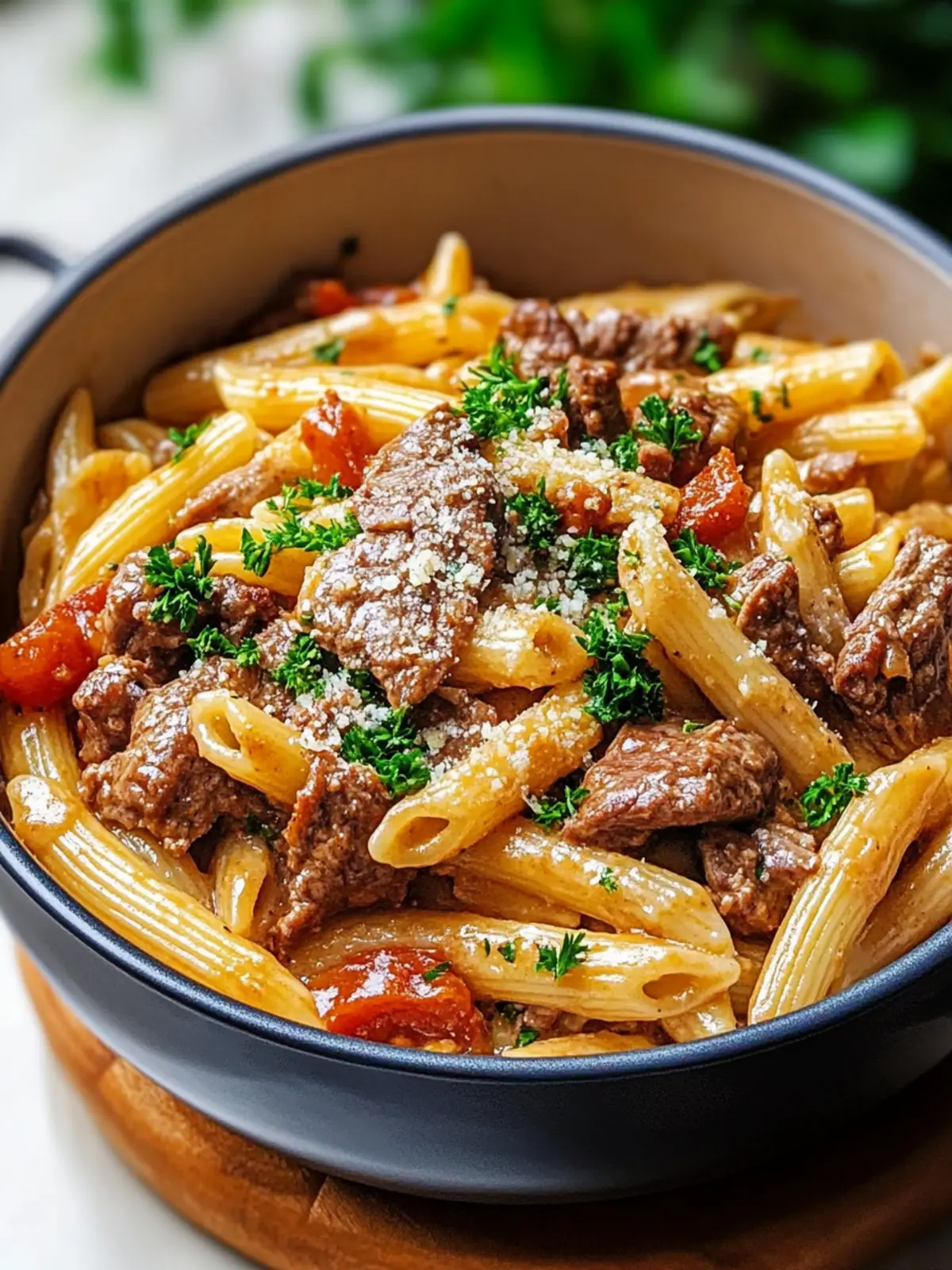 One-Pot Creamy Beef and Garlic Butter Pasta You'll Love 3 ONE-POT CREAMY BEEF AND GARLIC BUTTER PASTA WITH PARSLEY DRESSING