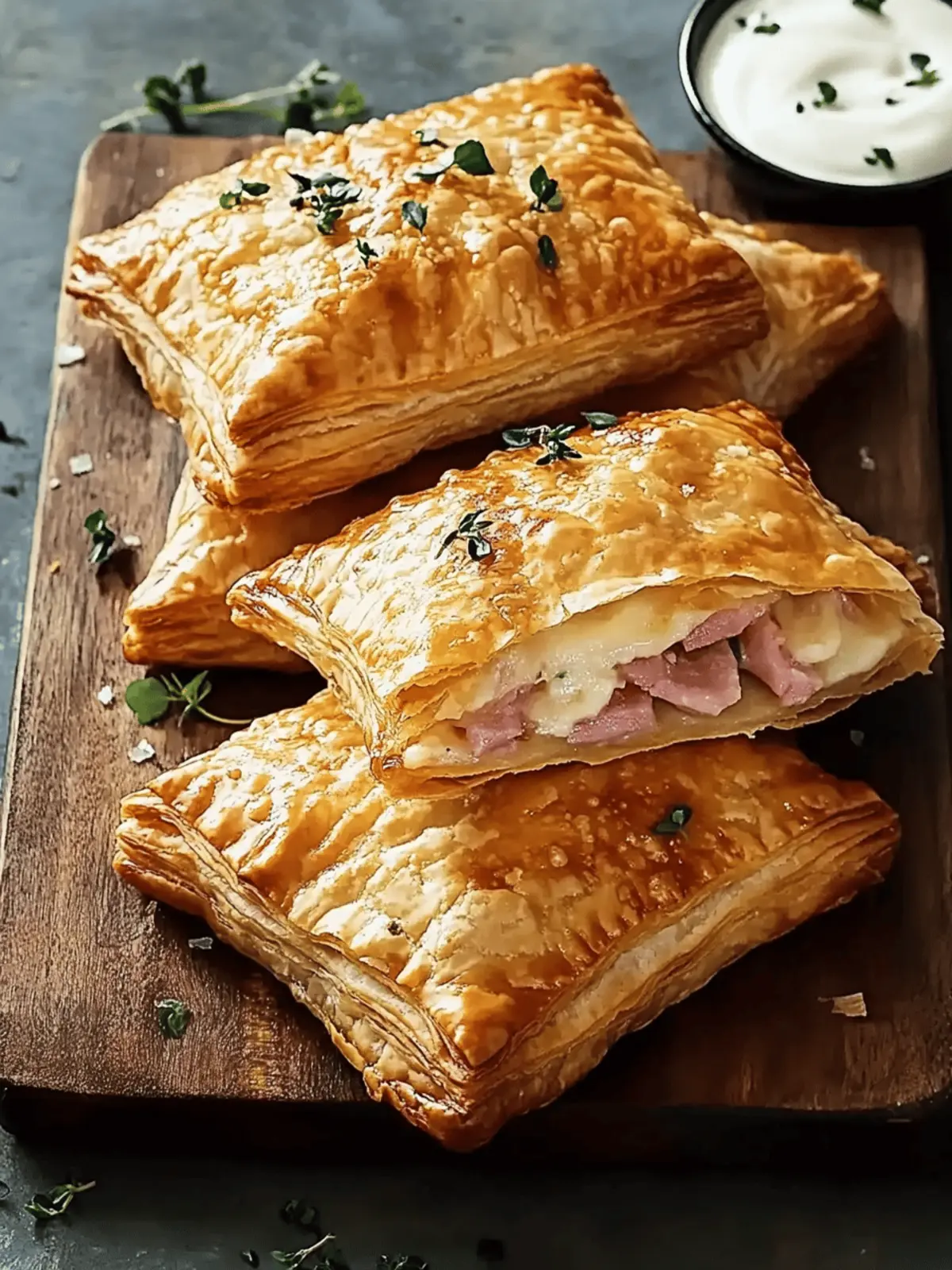 Ham and Cheese Puff Pastry Pockets