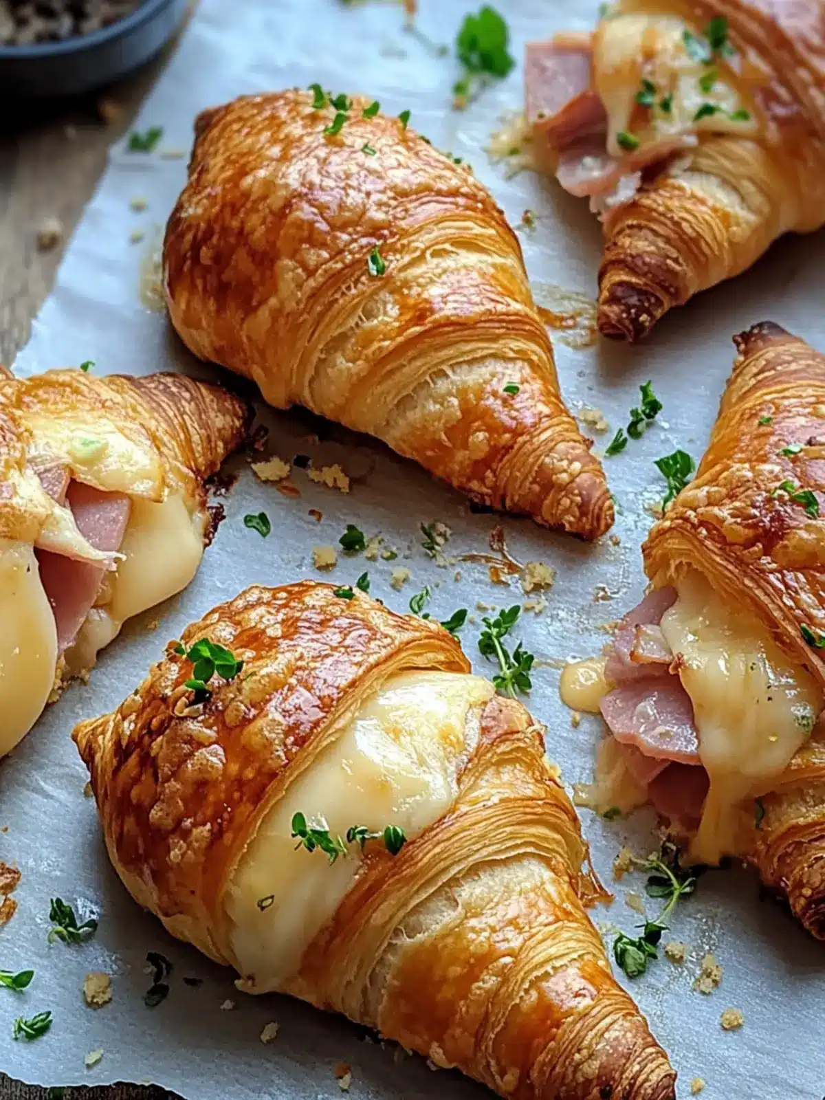 Baked Ham and Cheese Croissants