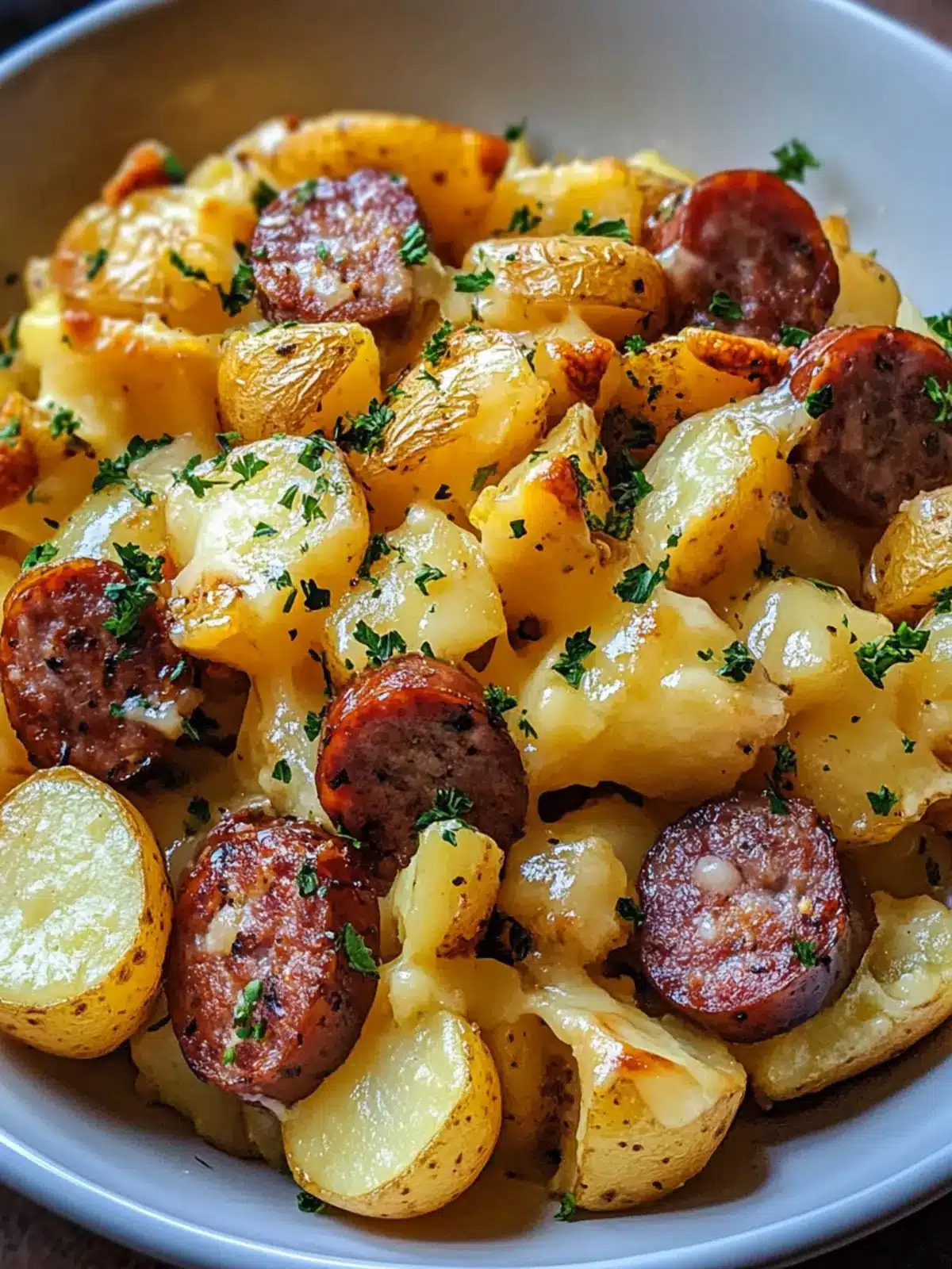 Cheesy Ranch Potatoes & Smoked Beef Sausage Bliss! 3 Cheesy Ranch Potatoes & Smoked Beef Sausage