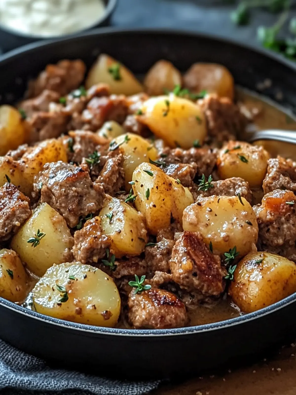 ONE-PAN CREAMY MEAT & POTATO SKILLET for Easy Comfort Food 2 ONE-PAN CREAMY MEAT & POTATO SKILLET