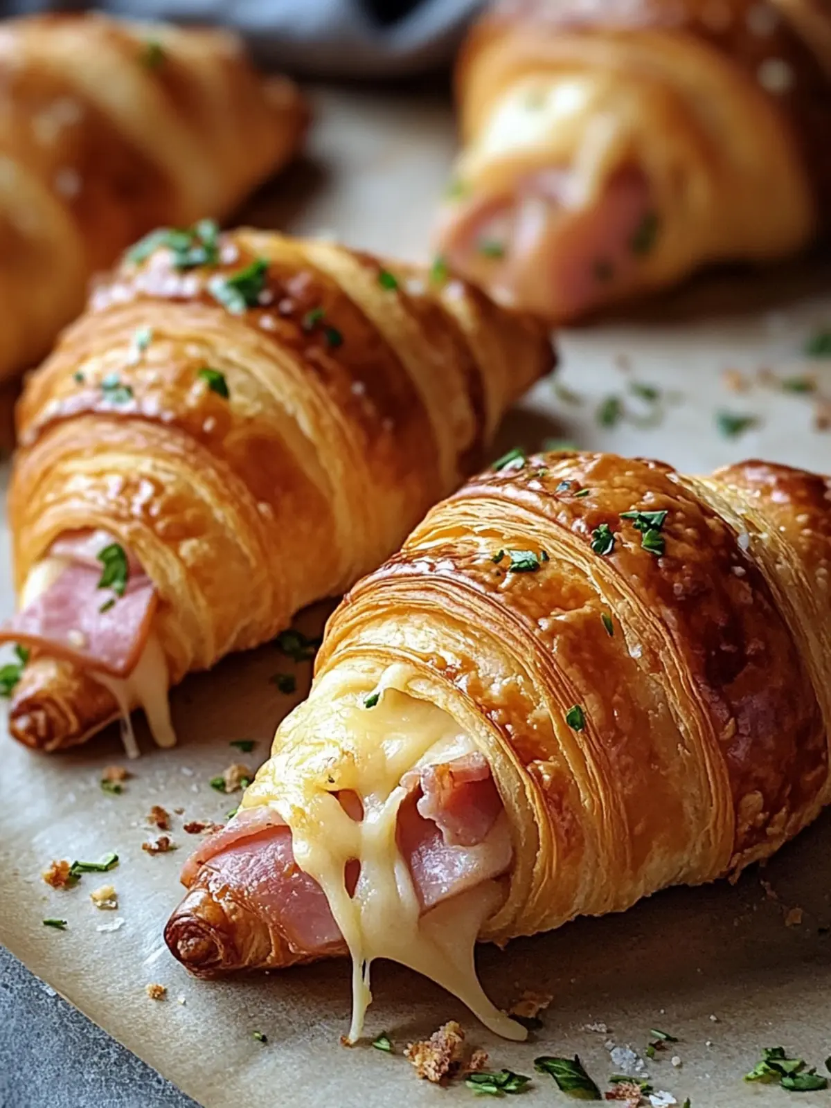 Baked Ham and Cheese Croissants