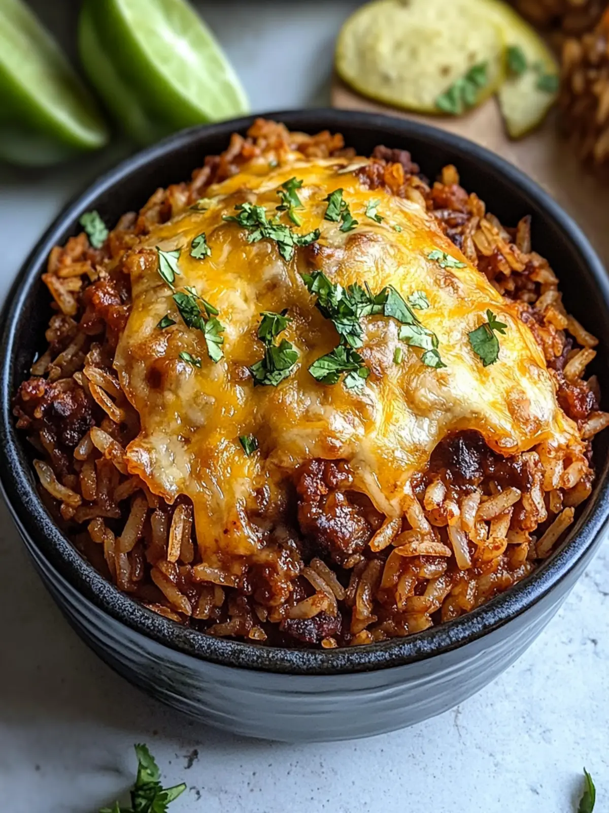 Cheesy Beef Enchilada Rice