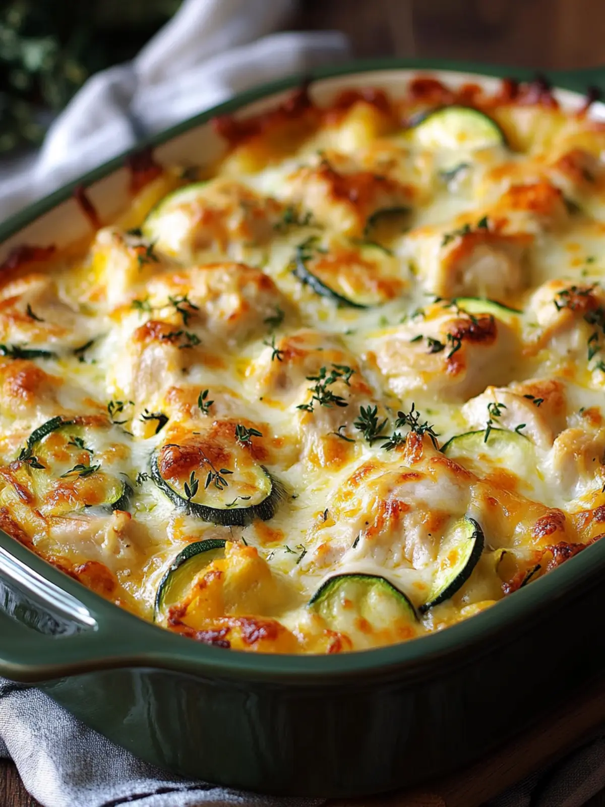 Chicken, Zucchini & Cheese Crustless Casserole