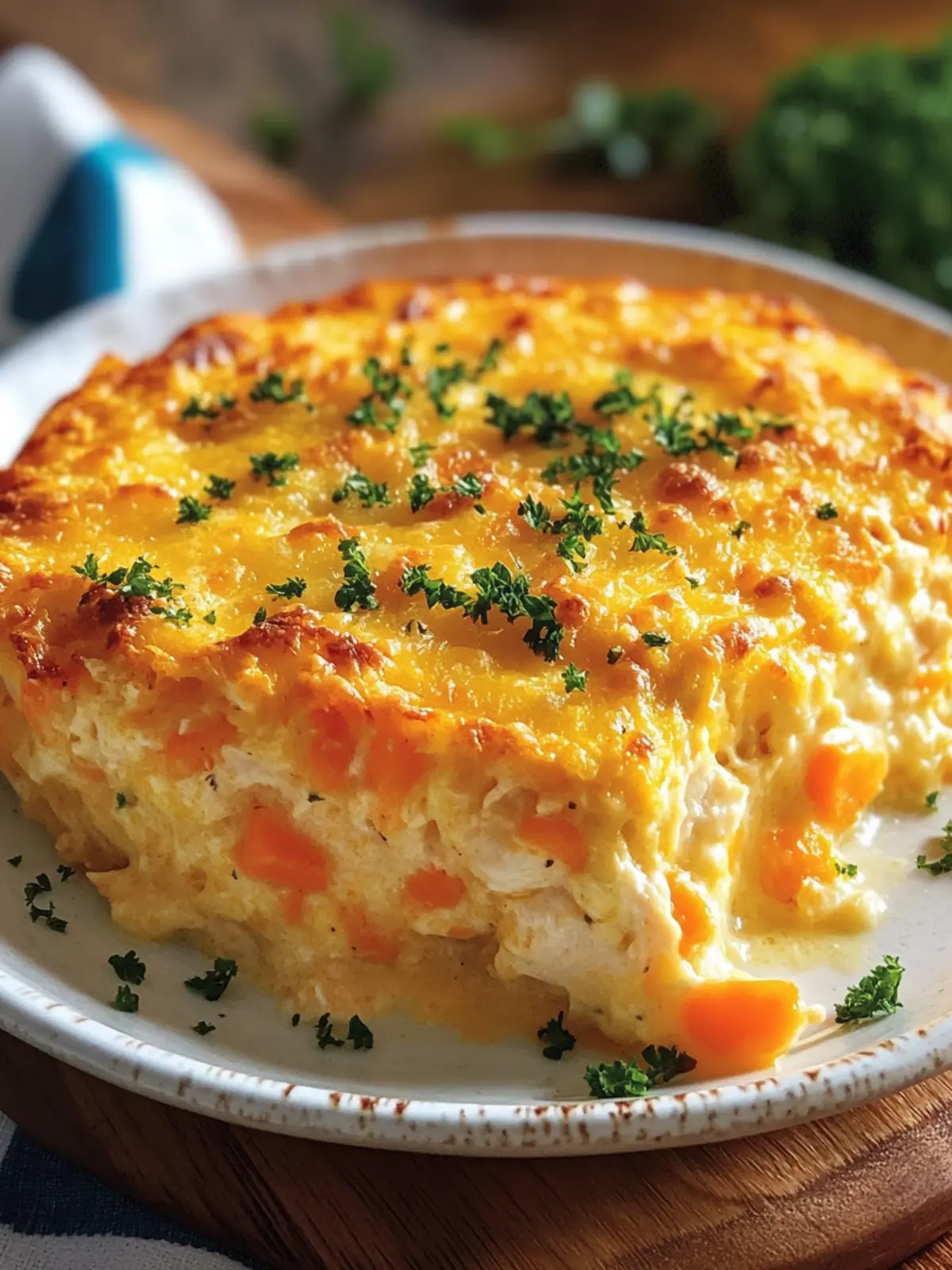Comfort-Style Crustless Chicken, Carrot & Cheese Casserole