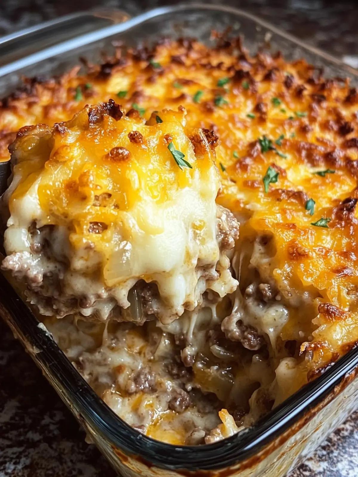 Cheesy French Onion Hamburger Casserole