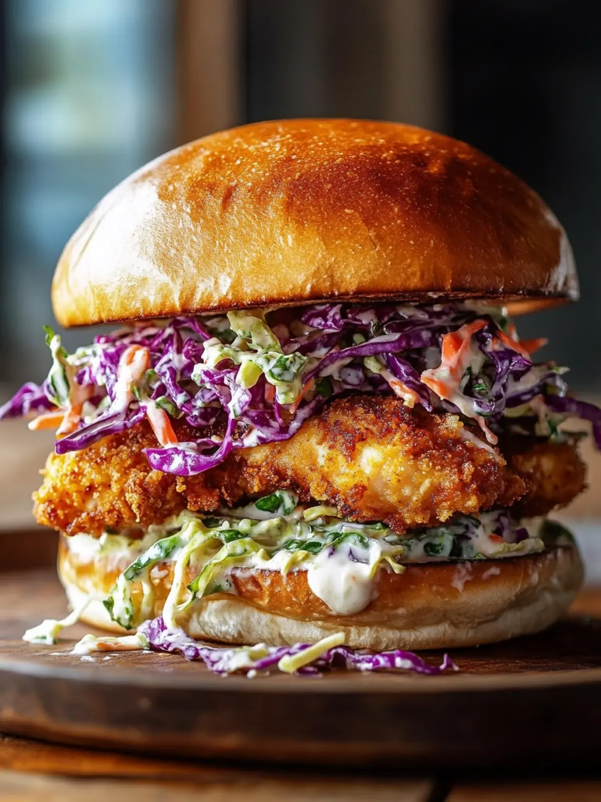Crispy Mozzarella Chicken Sandwich with Zesty Tangy Slaw 4 Crispy Mozzarella Chicken Sandwich with Tangy Slaw
