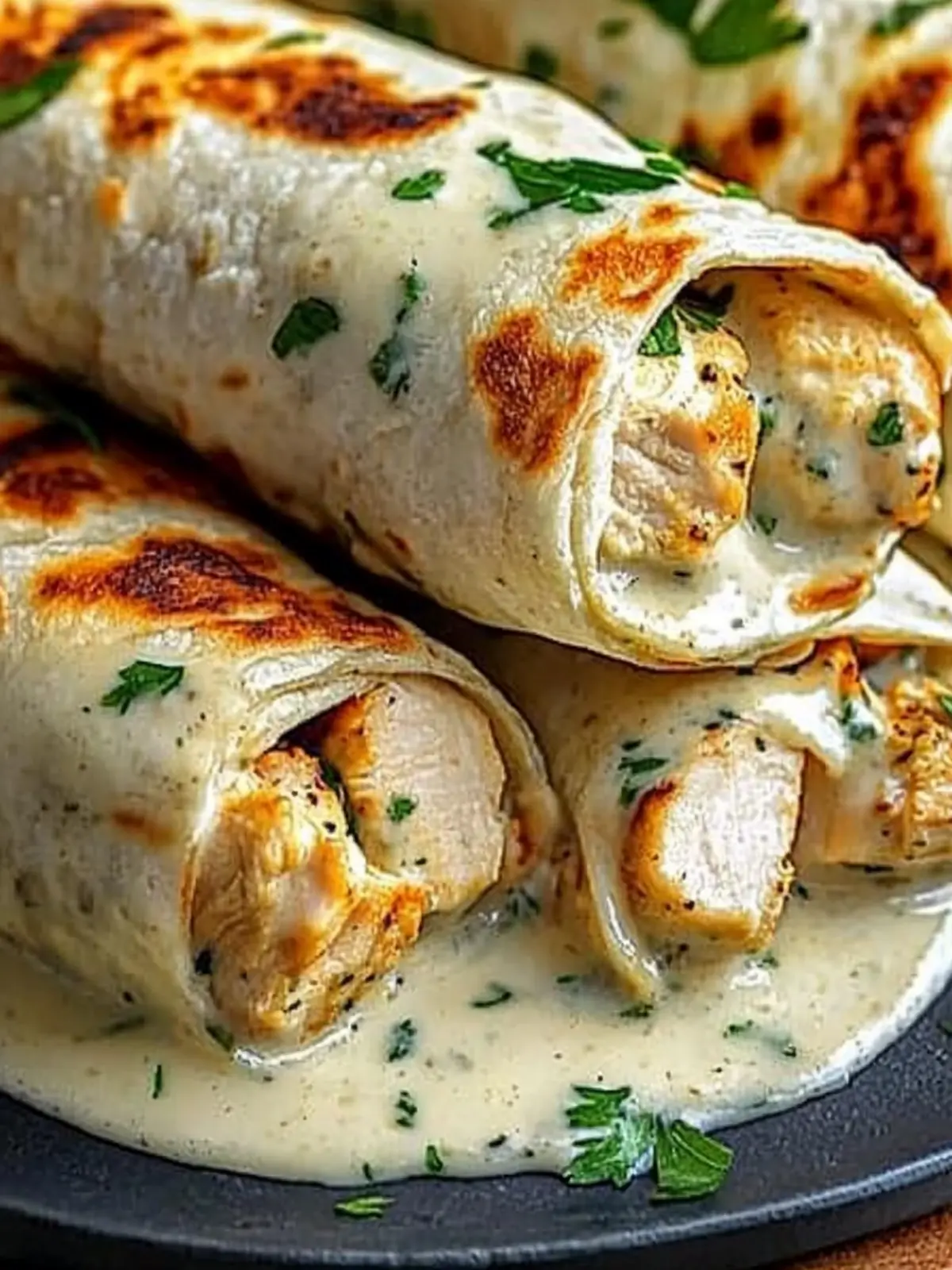 Savory Chicken Wraps with Garlic Cream Sauce You'll Crave 2 Savory Chicken Wraps with a Garlic Cream Sauce