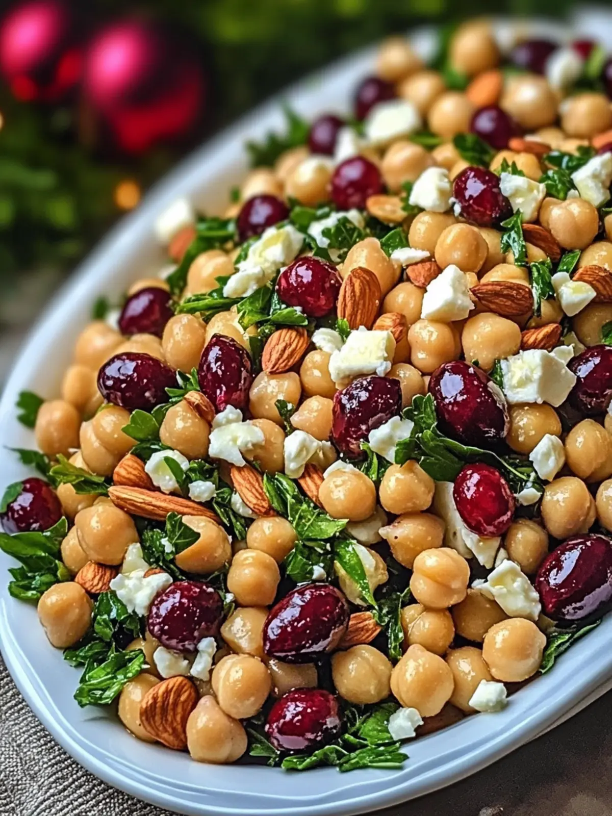 Zesty Festive Lemon-Tossed Chickpea Salad with Cranberries & Feta 2 Festive Lemon-Tossed Chickpea Salad with Cranberries, Almonds & Feta