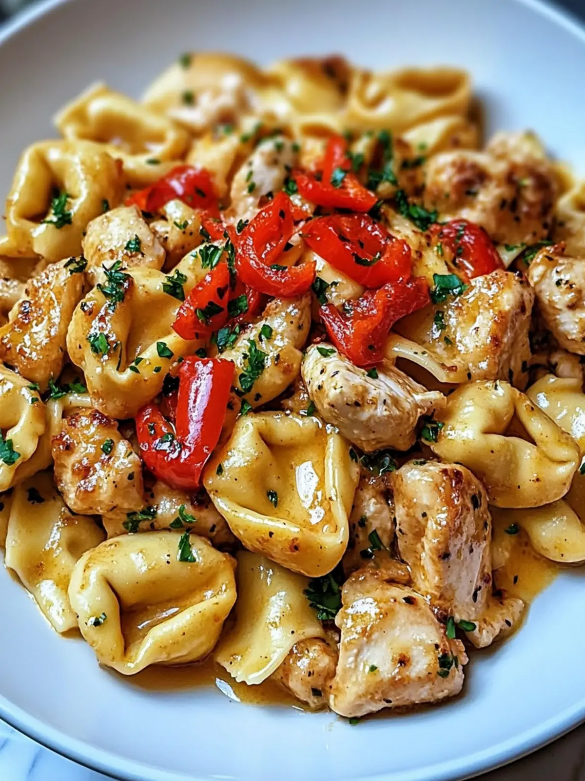 Savor Cowboy Butter Garlic Chicken Tortellini with Peppers 2 Cowboy Butter Garlic Chicken Tortellini with Fire-Roasted Red Peppers