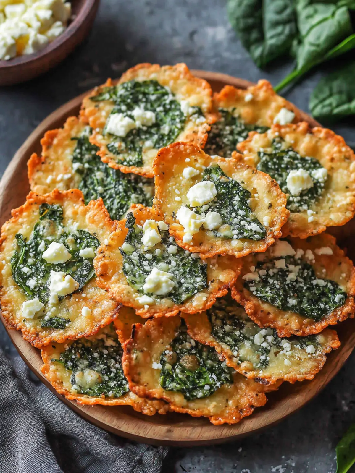 Mediterranean Spinach Feta Crisps