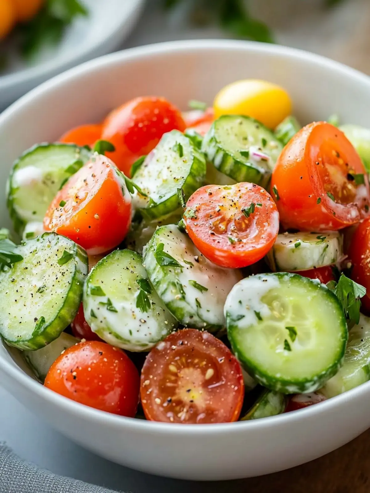 Savory Creamy Cucumber & Tomato Salad You'll Love! 3 Creamy Cucumber & Tomato Salad