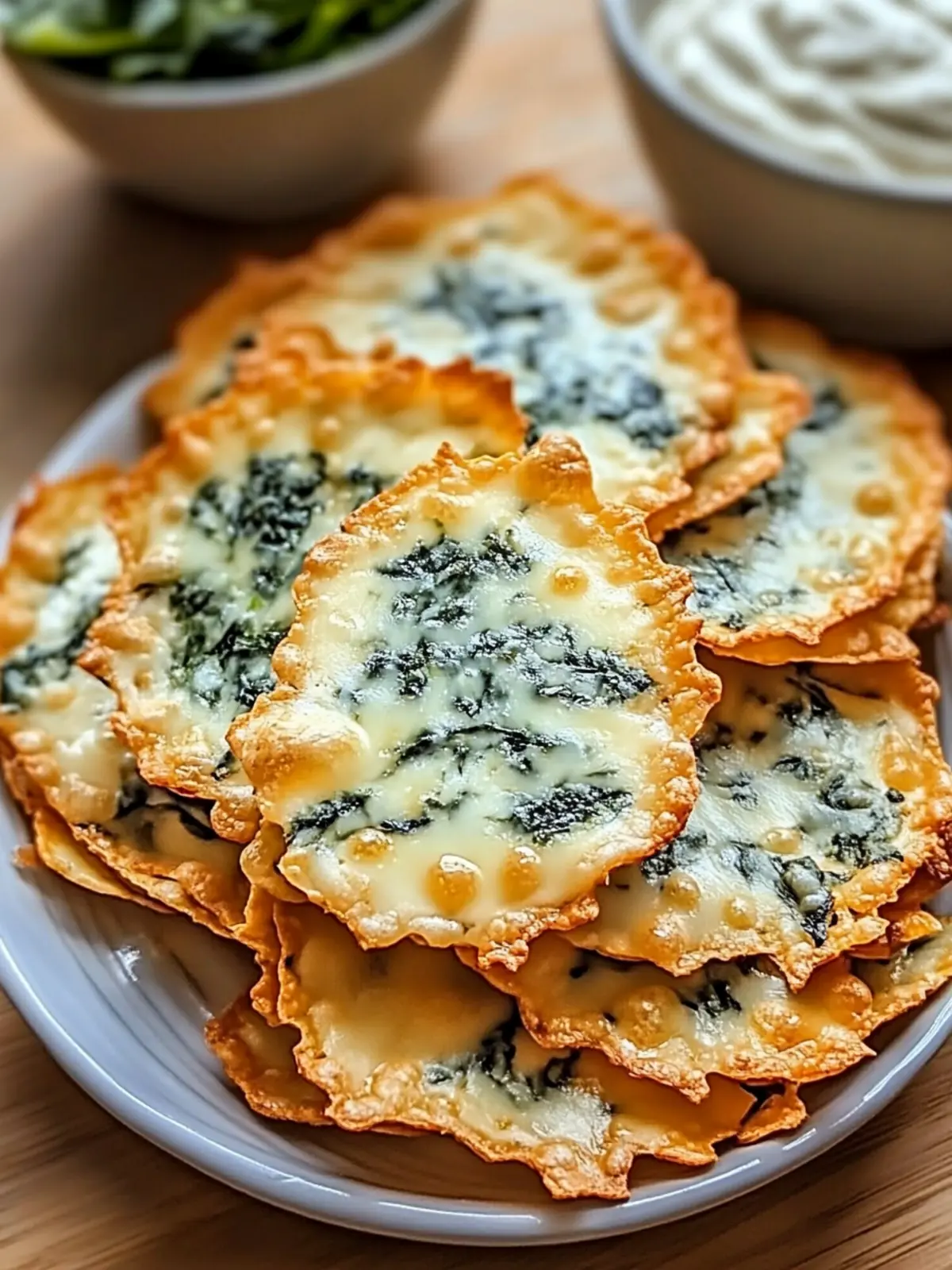Spinach Dip Cheese Crisps