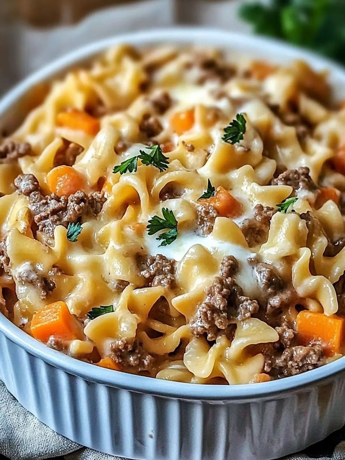 Creamy and Savory Sour Cream Beef Noodle Casserole