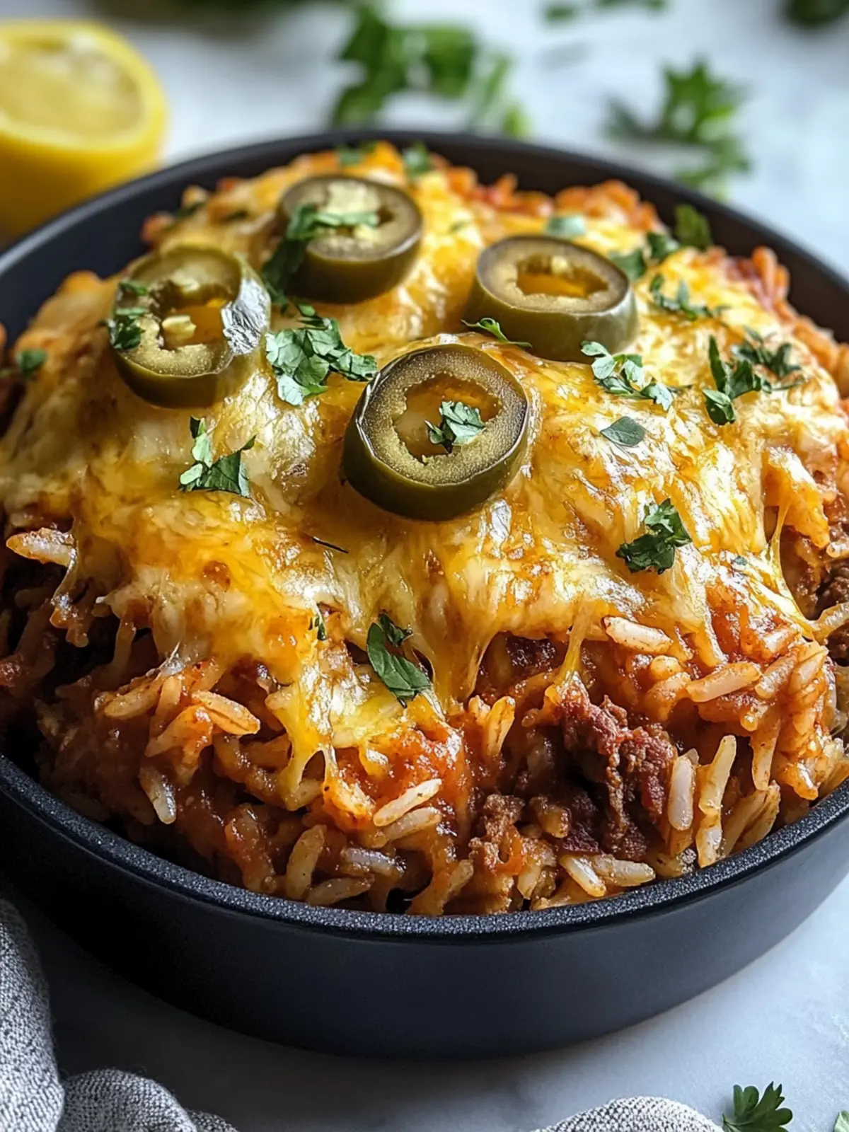 Cheesy Beef Enchilada Rice