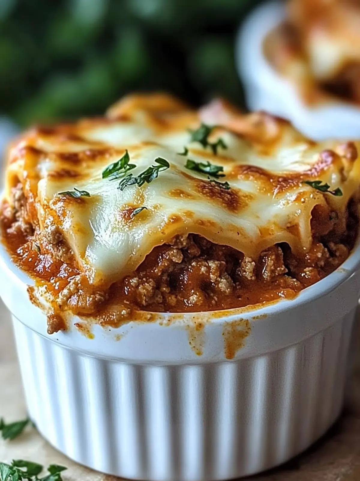 Rich and Comforting Crockpot Lasagna in a White Ramekin Delight 3 Rich and Comforting Crockpot Lasagna in a White Ramekin