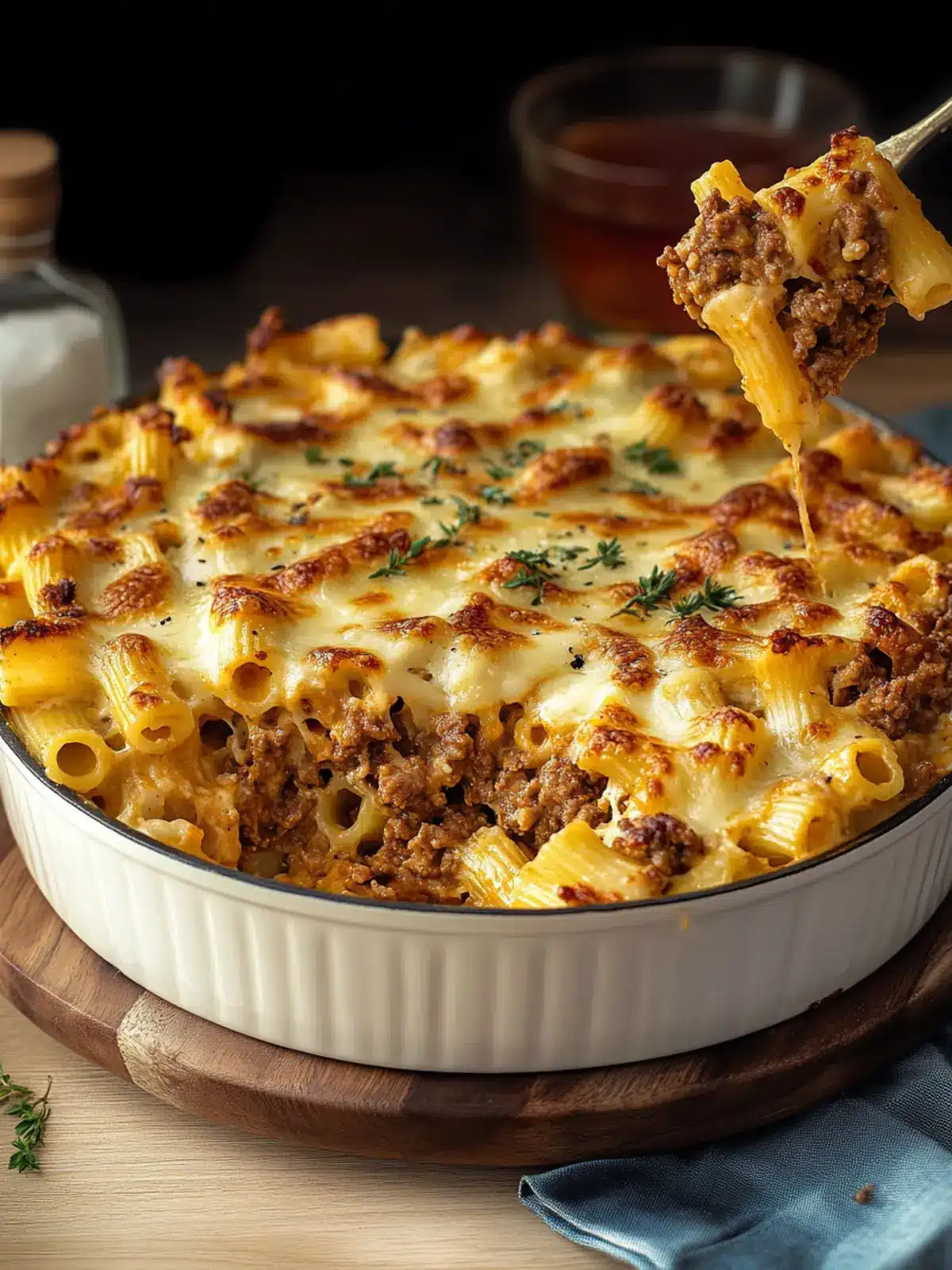 Baked Pipe Rigate Pasta with Meat and B chamel Sauce