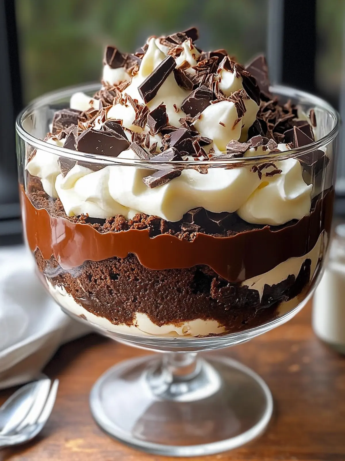 Decadent Triple Chocolate Brownie Trifle with Ganache Magic 4 TRIPLE CHOCOLATE BROWNIE TRIFLE WITH DARK, MILK & WHITE CHOCOLATE GANACHE