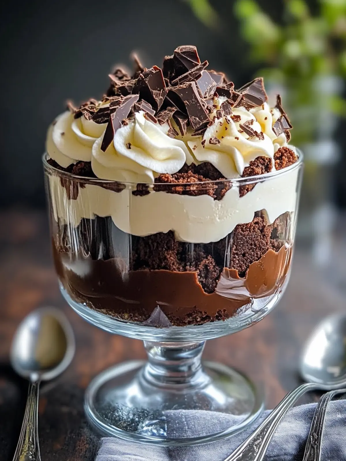 Decadent Triple Chocolate Brownie Trifle with Ganache Magic 3 TRIPLE CHOCOLATE BROWNIE TRIFLE WITH DARK, MILK & WHITE CHOCOLATE GANACHE