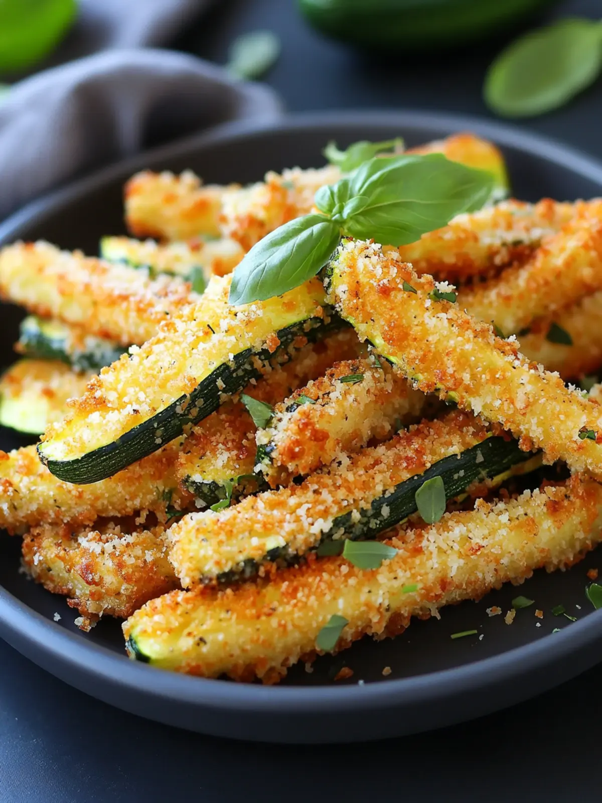 Crispy Golden Parmesan-Panko Zucchini Fries You ll Love 4 Golden Parmesan-Panko Zucchini Fries with Herb Garnish