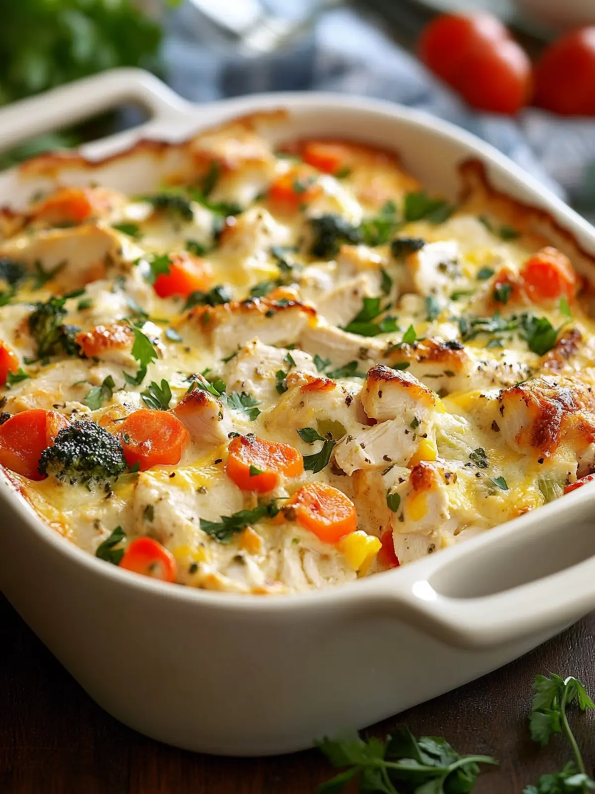 Creamy Herb Chicken & Veggie Cheese Casserole
