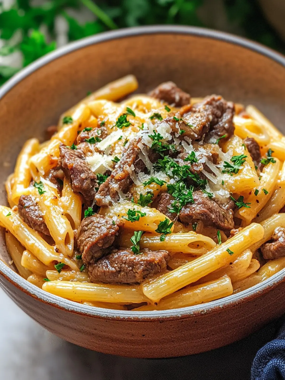 One-Pot Creamy Beef and Garlic Butter Pasta You'll Love 2 ONE-POT CREAMY BEEF AND GARLIC BUTTER PASTA WITH PARSLEY DRESSING
