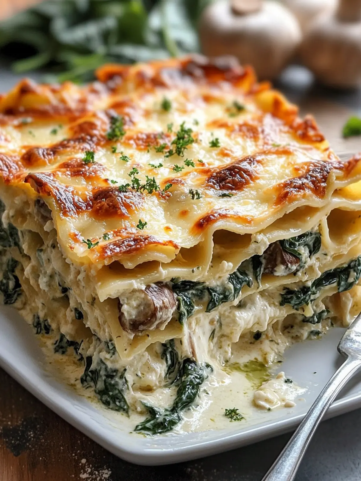 Irresistible Creamy Spinach and Mushroom Lasagna Delight 4 Creamy Spinach and Mushroom Lasagna
