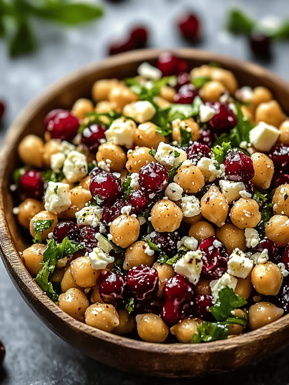 Feta & Cranberry Chickpea Salad with Lemon Vinaigrette