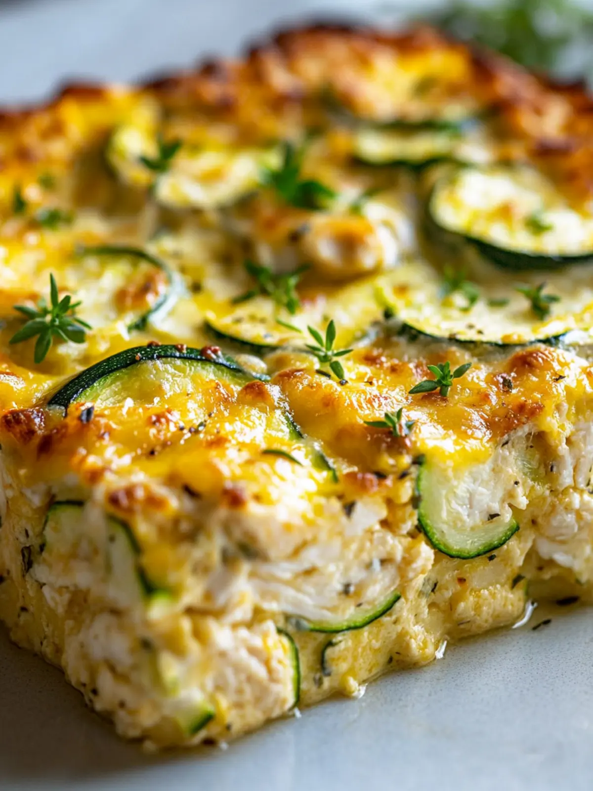 Soft Zucchini, Chicken & Cheese Crustless Bake