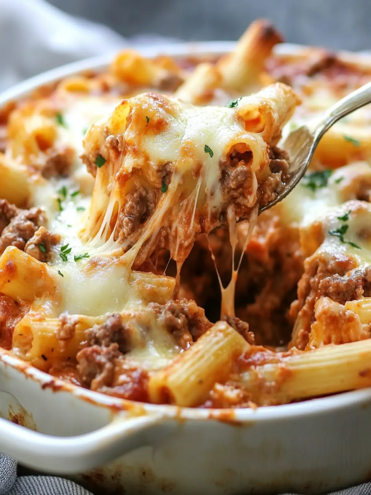 Beef Rigatoni Cheese Bake
