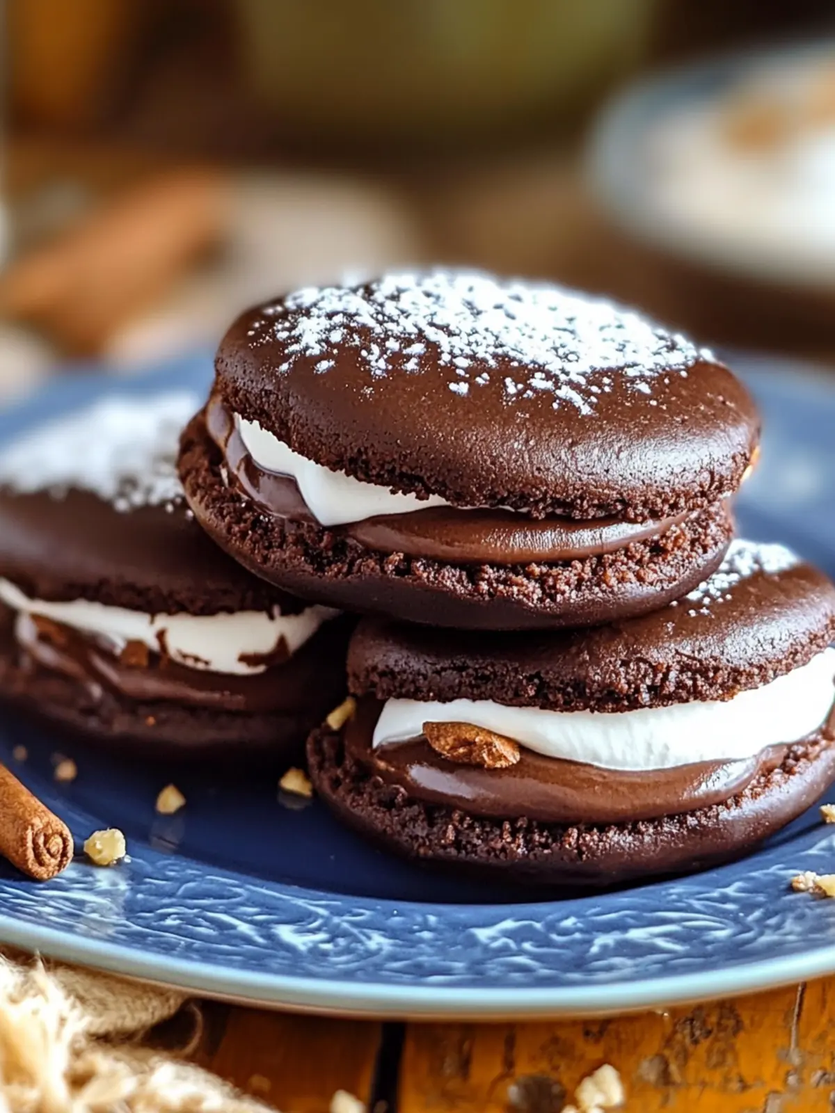 Indulge in German Chocolate Whoopie Pies with Whipped Cream 2 GERMAN CHOCOLATE WHOOPIE PIES WITH WHIPPED CREAM TOPPING