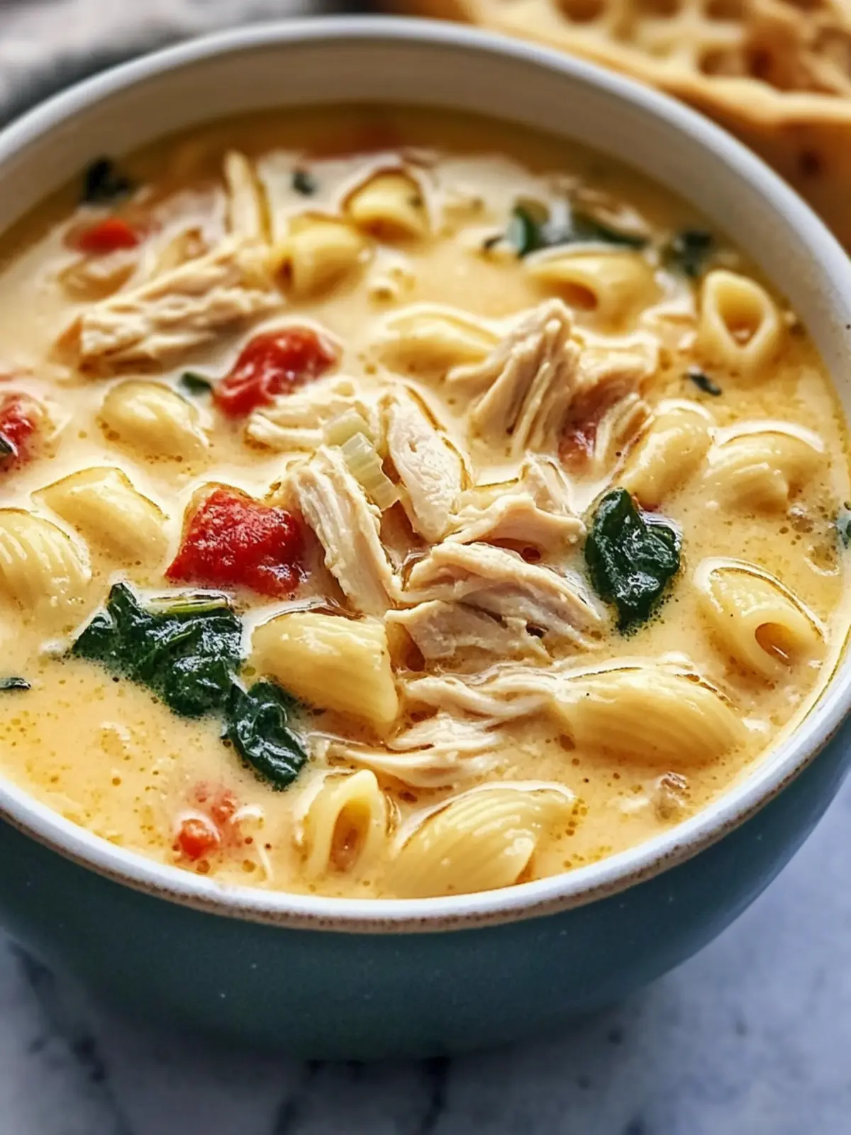 Creamy Tuscan Chicken Pasta Soup You'll Love on Cozy Nights 3 Creamy Tuscan Chicken Pasta Soup