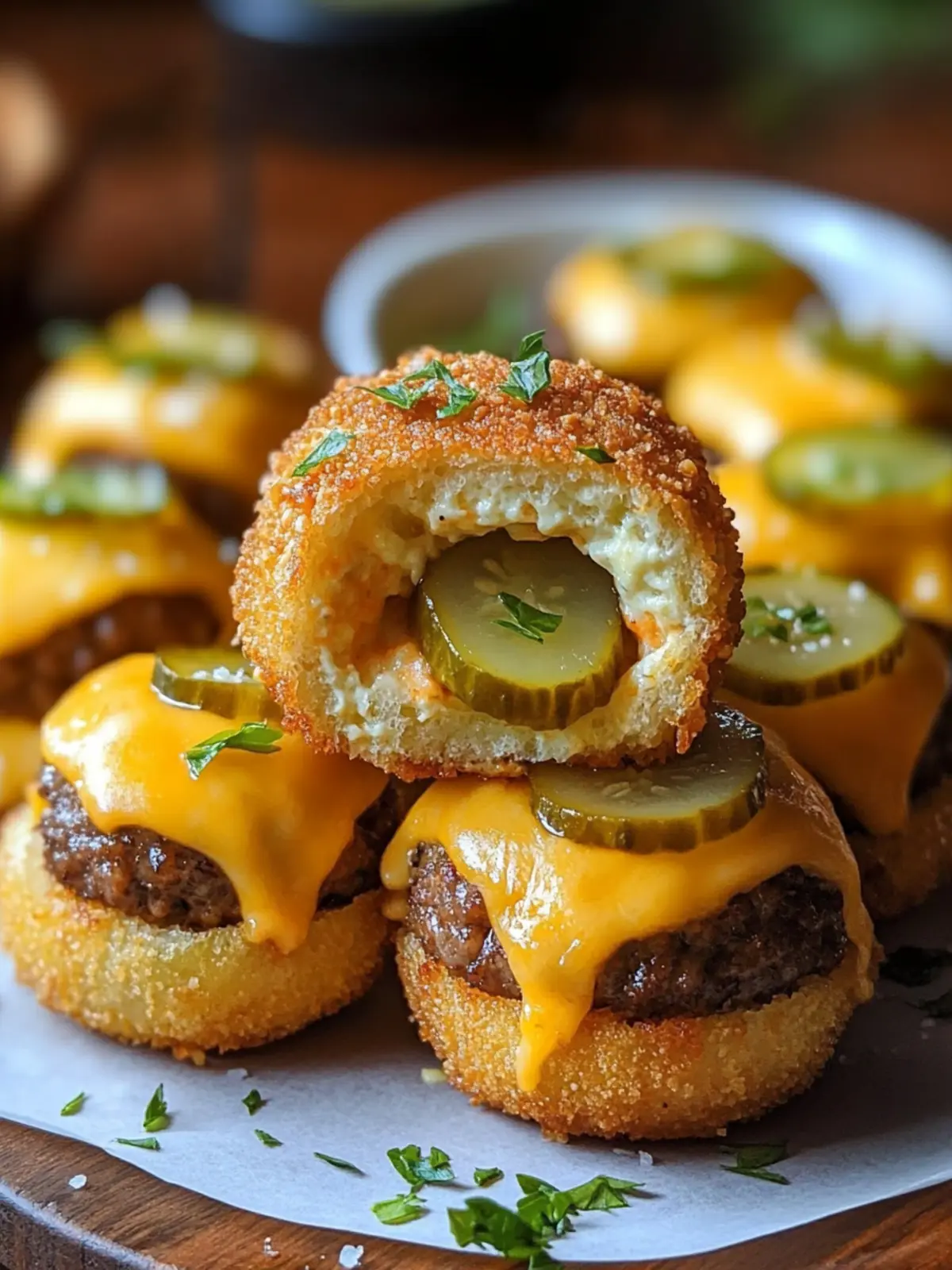 Dill Pickle Cheeseburger Mozzarella Bombs