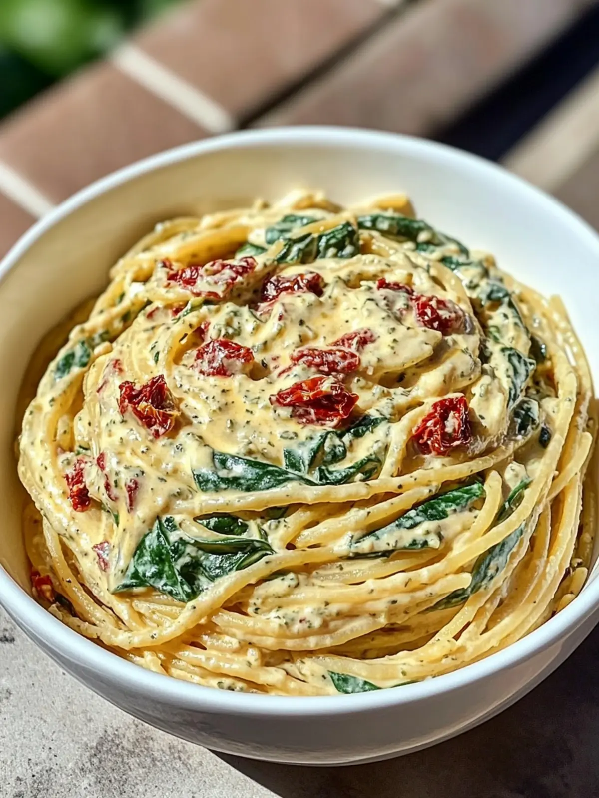 Delicious Spaghetti & Spinach with Sun-Dried Tomato Cream Sauce 2 Spaghetti & Spinach with Sun-Dried Tomato Cream Sauce