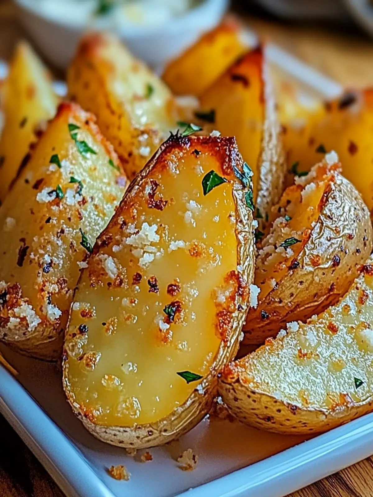 Crispy Baked Garlic Parmesan Potato Wedges You ll Crave 4 Baked Garlic Parmesan Potato Wedges