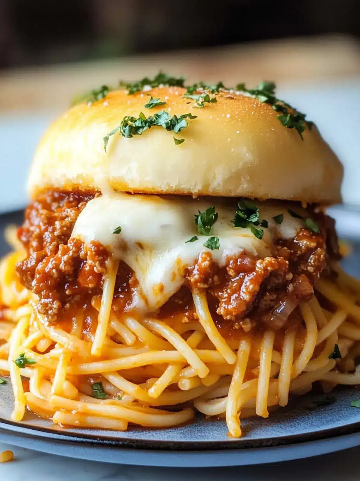 Cheesy Spaghetti Sloppy Joes
