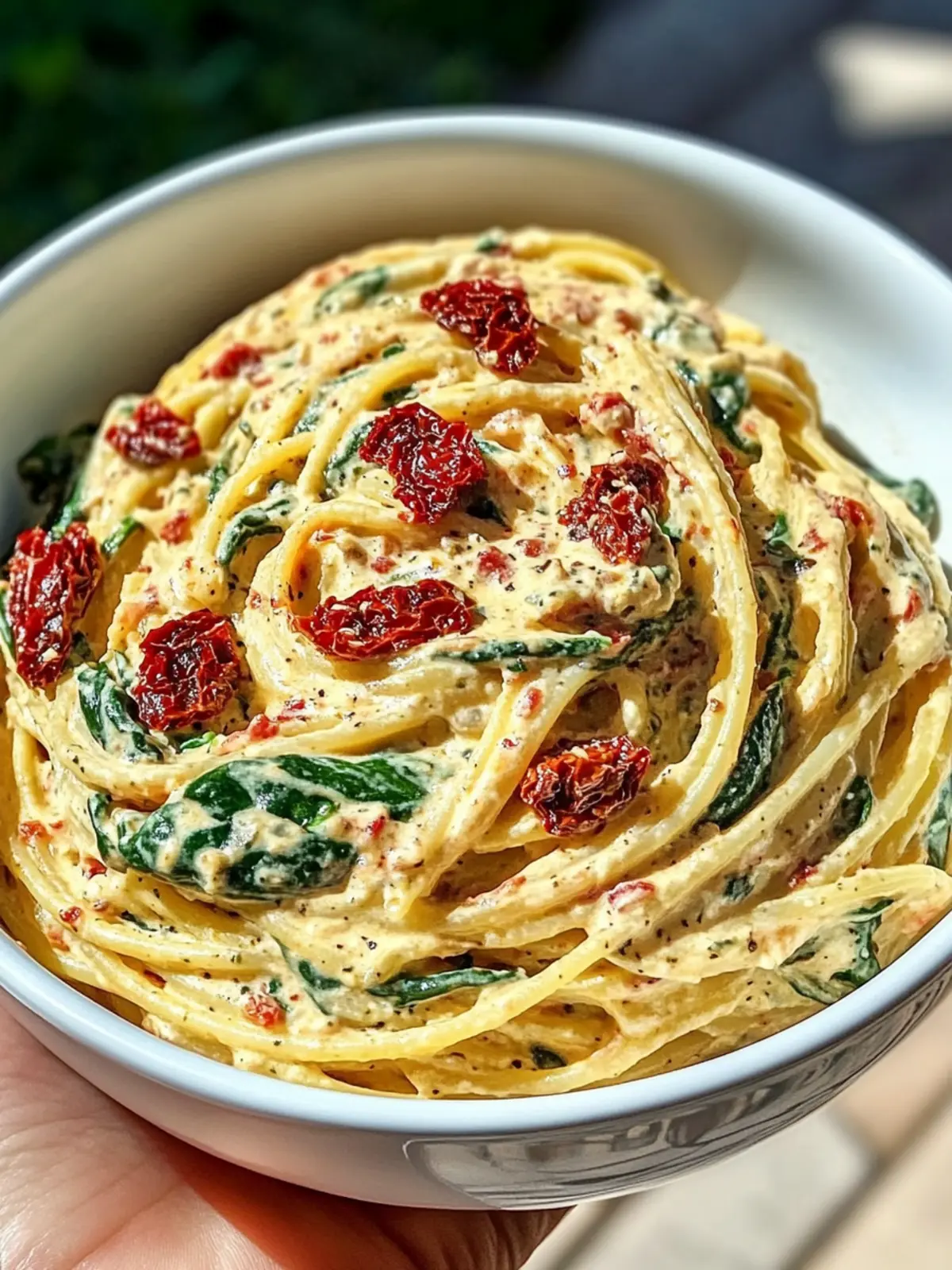 Delicious Spaghetti & Spinach with Sun-Dried Tomato Cream Sauce 4 Spaghetti & Spinach with Sun-Dried Tomato Cream Sauce