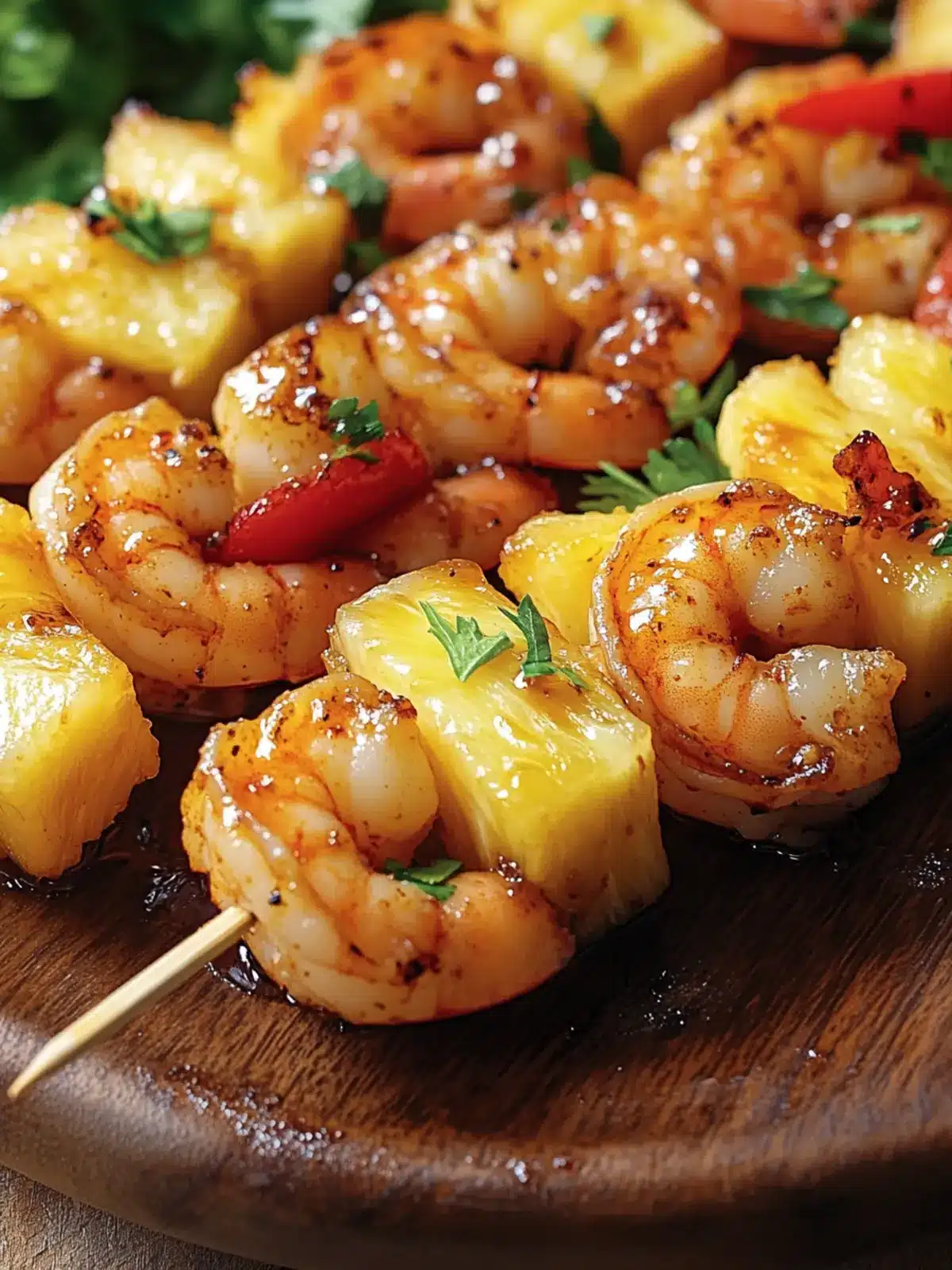 Delicious Shrimp Pineapple Skewers with Spicy Honey Glaze 2 Shrimp Pineapple Skewers with a Spicy Honey Glaze