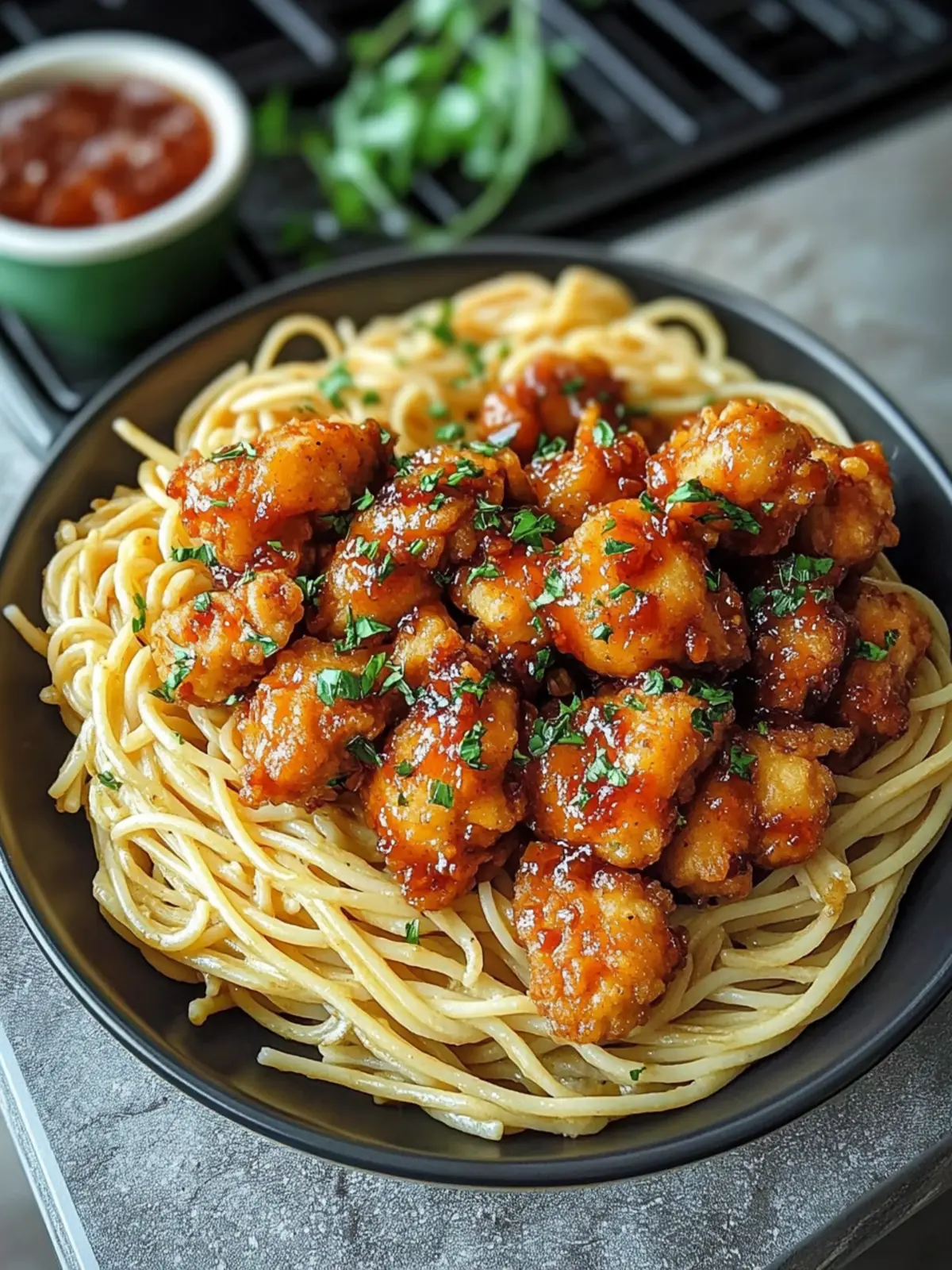 Savory Crispy Chicken with Garlic Butter Spaghetti Bliss 4 Sweet & Savory Crispy Chicken with Garlic Butter Spaghetti