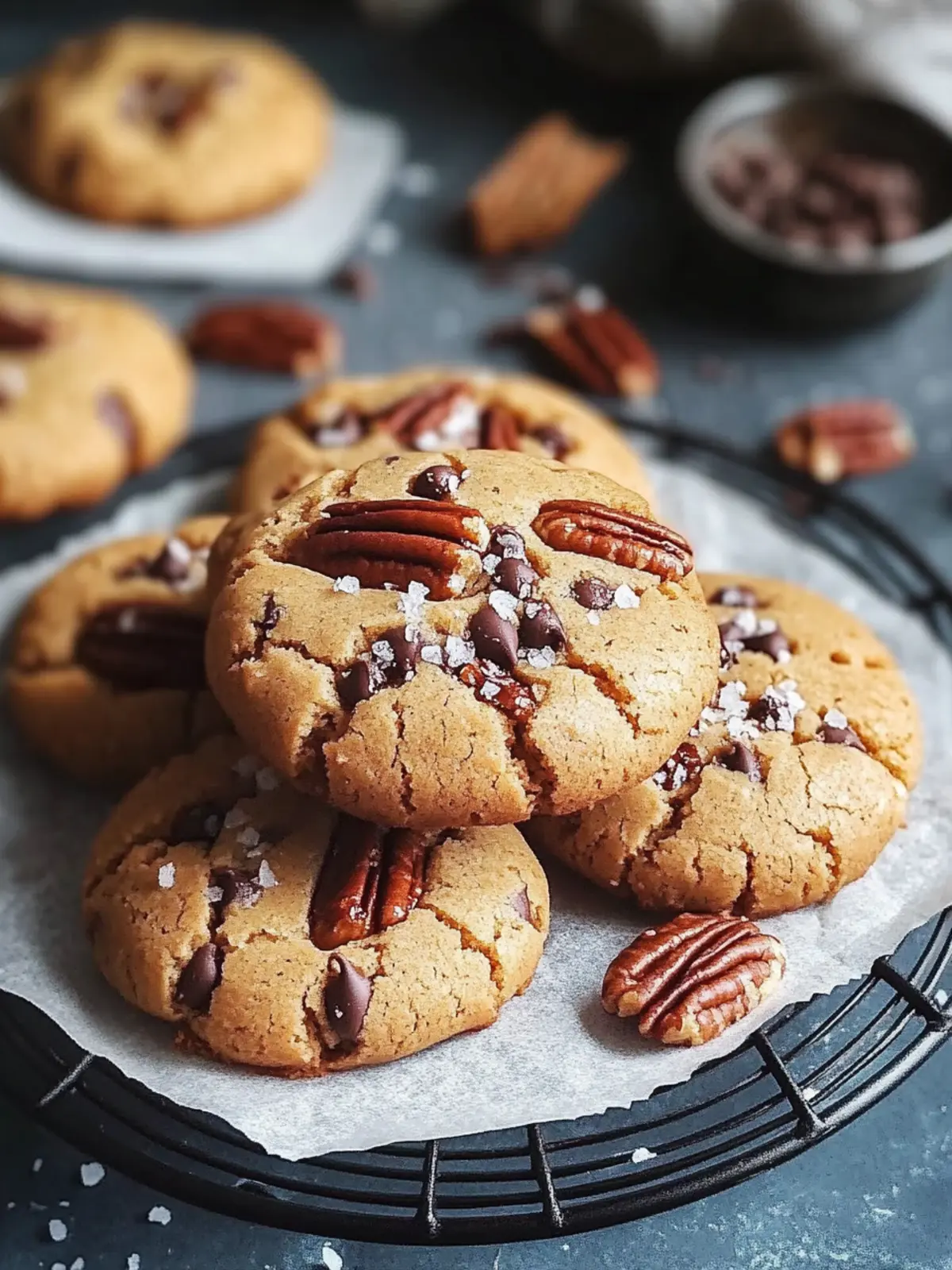 Decadent Salted Caramel Pecan Chocolate Chip Cookies Bliss 2 Decadent Salted Caramel and Pecan Chocolate Chip Cookies