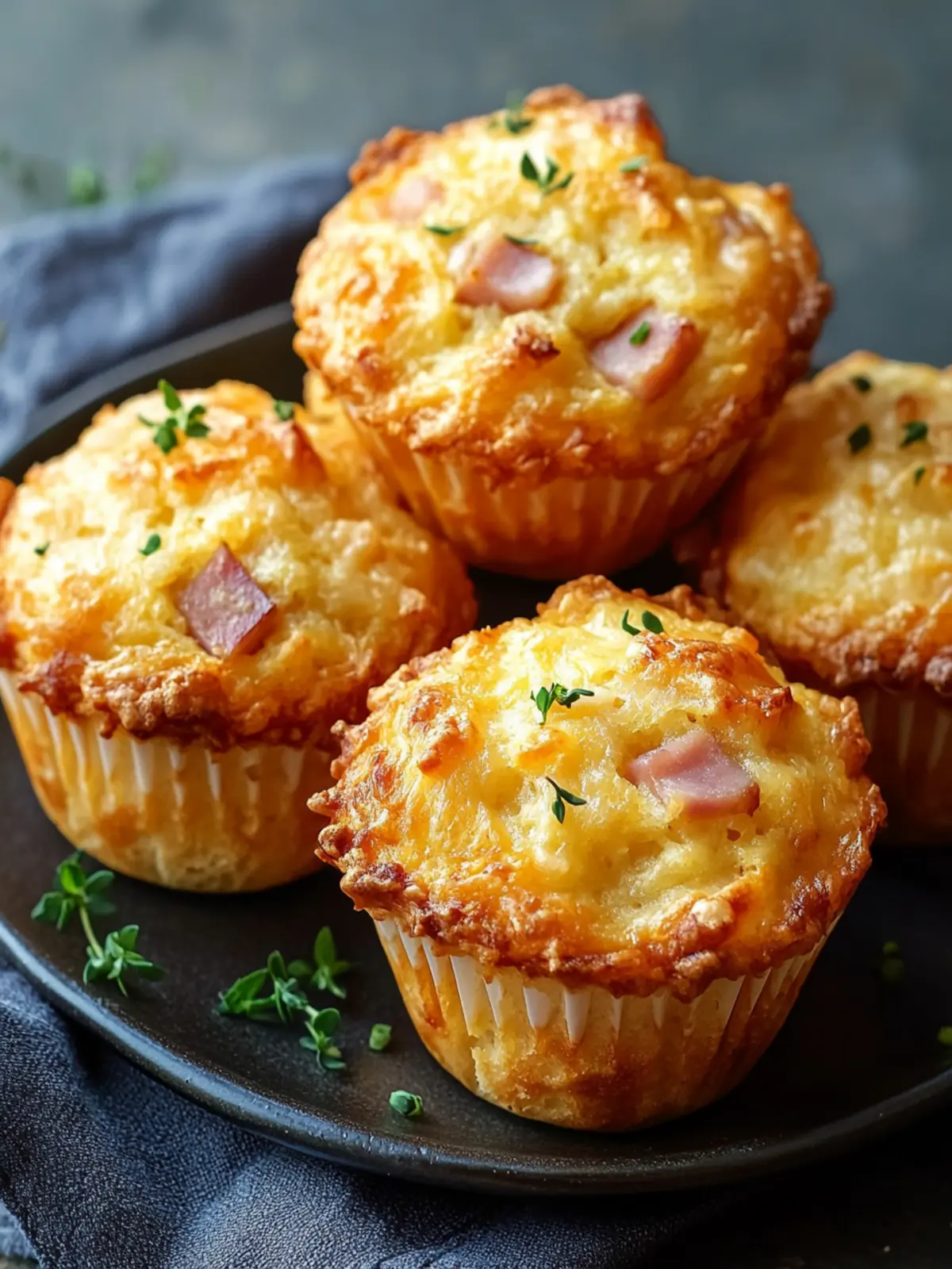 Savory Cheddar and Ham Muffins with a Crispy Golden Finish 2 Savory Cheddar and Ham Muffins with a Crispy Golden Finish