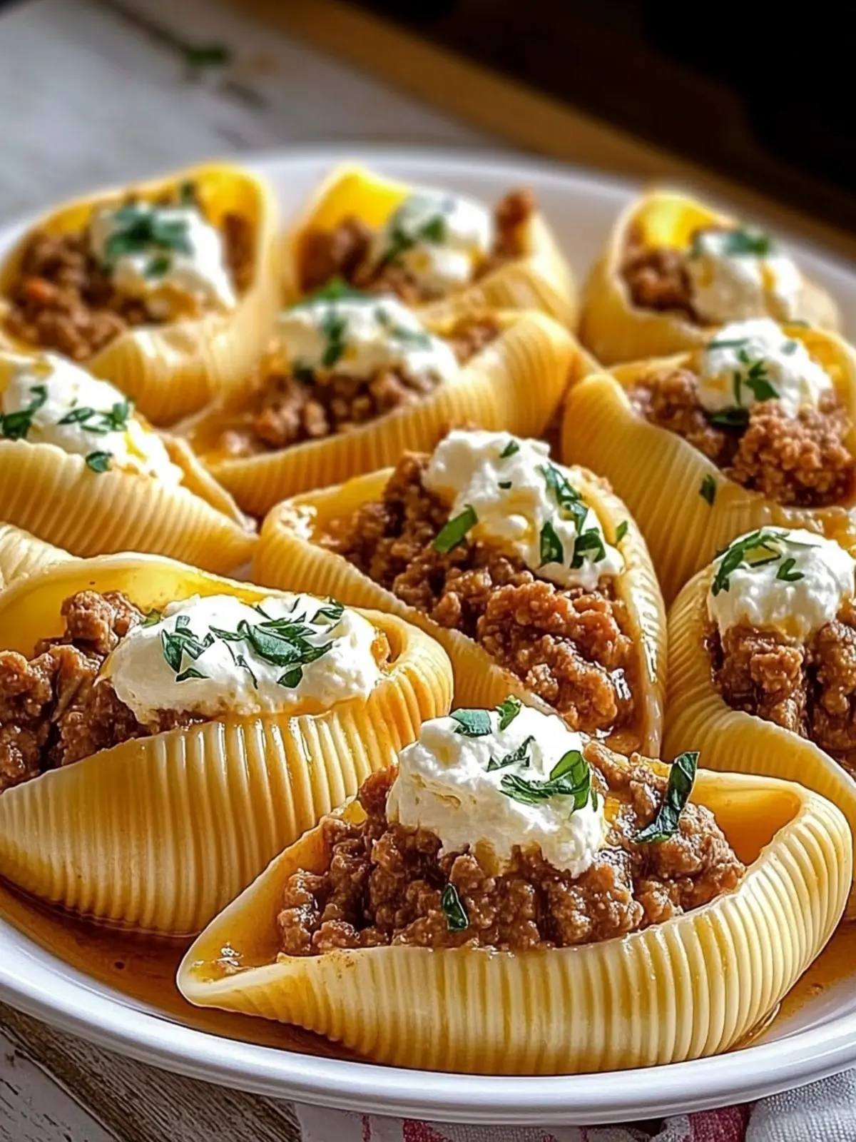 Savory Beef-Stuffed Shells with Creamy Ricotta Bliss 4 Beef-Stuffed Shells with Creamy Ricotta Filling