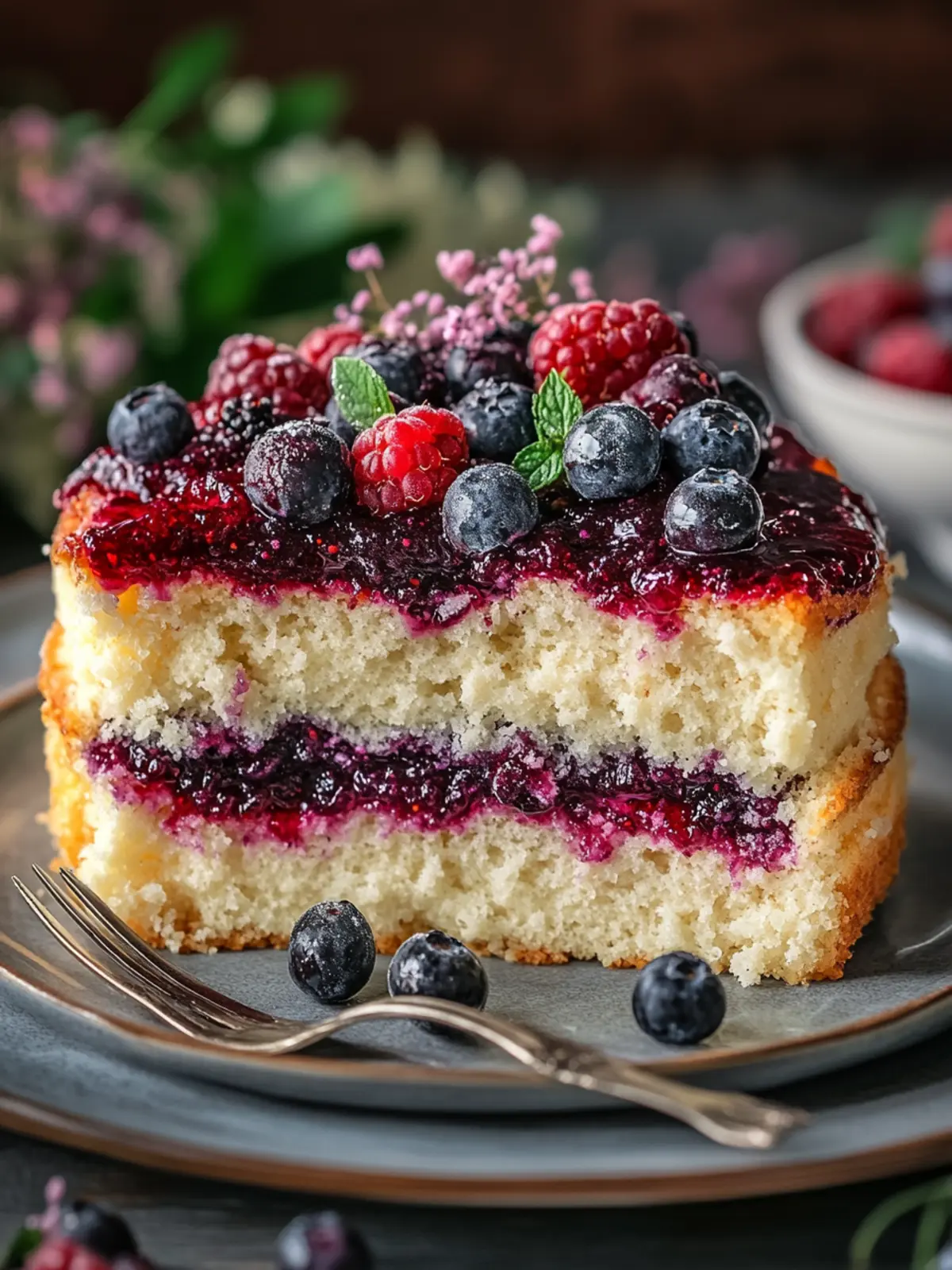Cottage Cheese and Berry Jam Cake