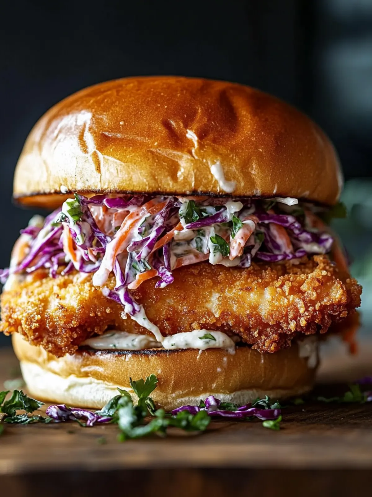 Crispy Mozzarella Chicken Sandwich with Zesty Tangy Slaw 2 Crispy Mozzarella Chicken Sandwich with Tangy Slaw