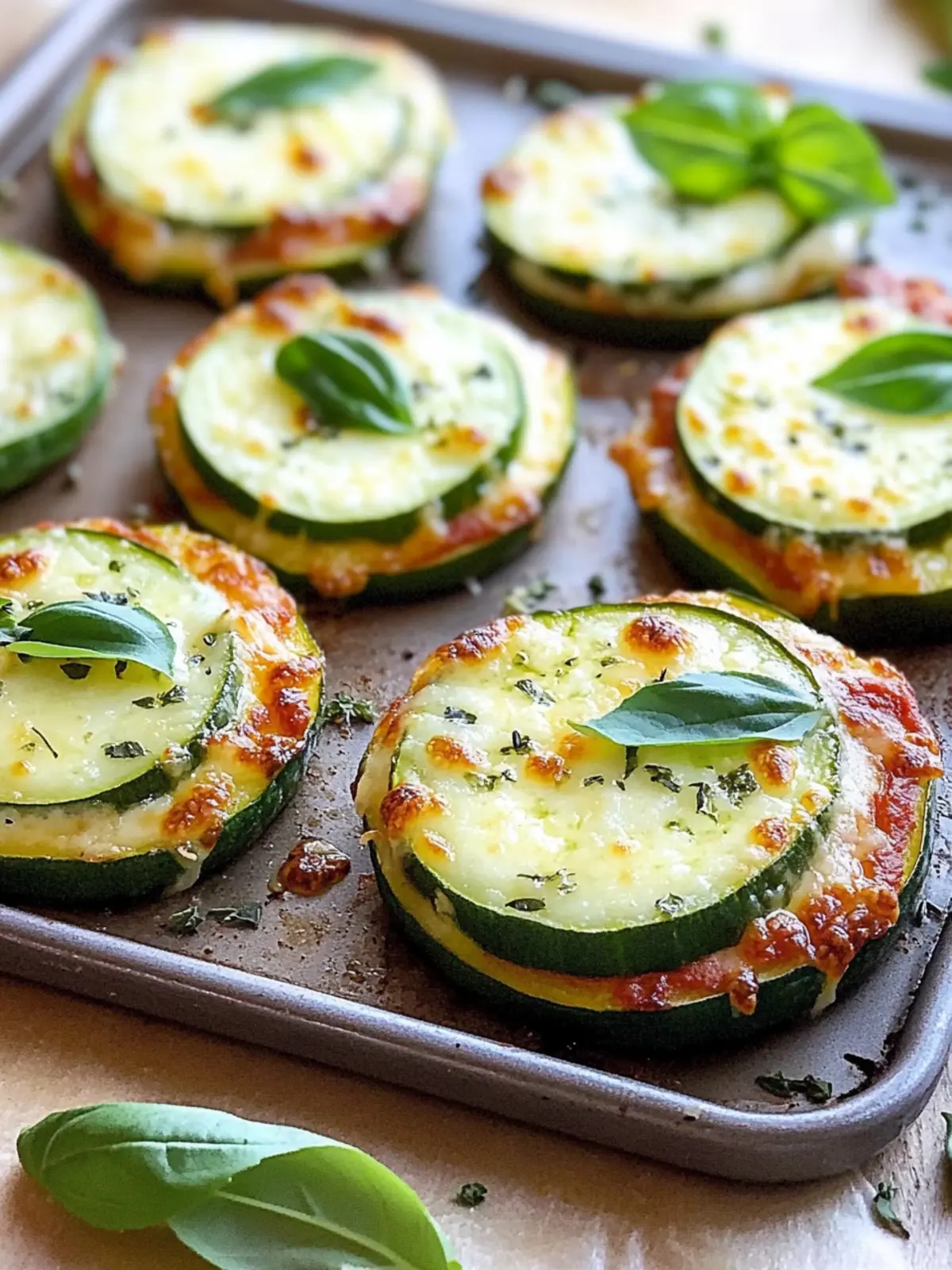 ZUCCHINI PIZZA BITES WITH GARLIC DRESSING