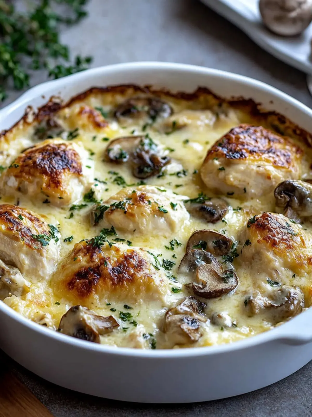 Creamy Chicken & Mushroom Cheese Bake That's Truly Comforting 2 Creamy Chicken & Mushroom Cheese Bake