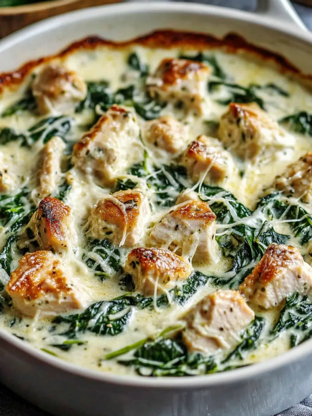 Low-Carb Creamy Turkey & Spinach Bake