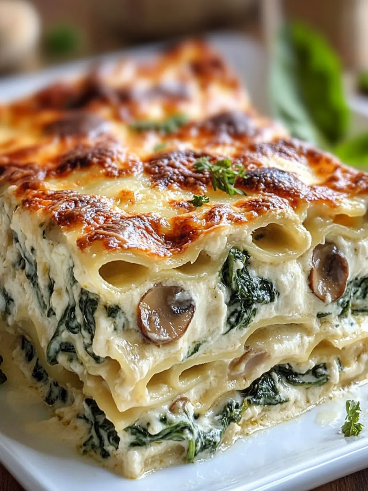Irresistible Creamy Spinach and Mushroom Lasagna Delight 3 Creamy Spinach and Mushroom Lasagna